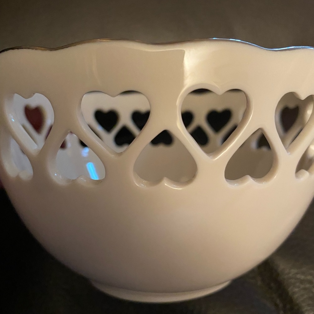 Lenox ivory bone China pierced 💜 candy bowl
